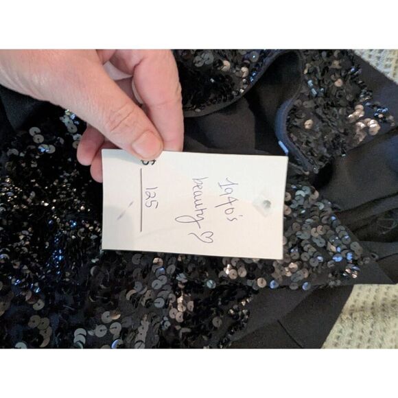 Vintage Handmade 1940s Black Crepe Eveningwear Midi Dress Gown Women's Small - Picture 5 of 8